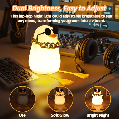 Miniatura 6 de Anywin Luz nocturna de pato para niños, bonitos regalos de patos Benson, lámpara de noche de silicona suave al tacto para guardería, regalos