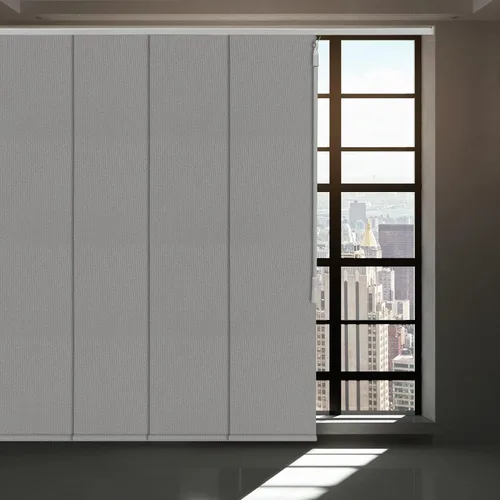 Persiana de Panel Deslizante sin Cordón con Bloqueo Total, Persiana Vertical con Riel de 4 o 6 Rieles para Ventana Corrediza y Puerta de Patio, Gris