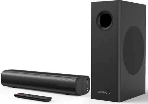 Barras de sonido para Smart TV con subwoofer con cable, barra de sonido pequeña de graves profundos 2.1, sistema envolvente de cine en casa con