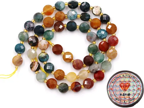 Miniatura 81 de Cuentas de piedras preciosas para la fabricación de joyas, cuentas de monedas facetadas de piedra natural piedra de sangre africana de 0.236 in