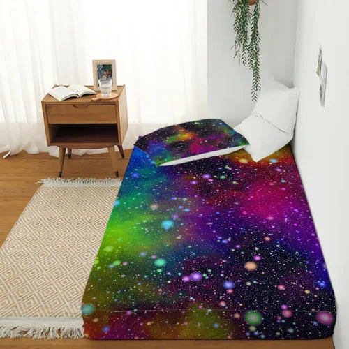 Miniatura 4 de Juego de sábanas bajeras de galaxia para niñas y niños, 2 piezas, 1 sábana de bolsillo profundo con 1 funda de almohada de microfibra sin arrugas