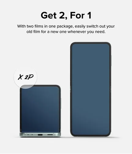 Miniatura 5 de Ringke Película doble fácil [protección de 4 capas] compatible con Samsung Galaxy Z Flip 5, revestimiento de reparación autocurable, cobertura