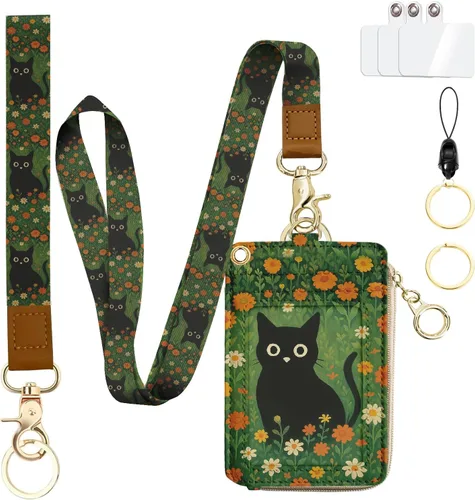 Miniatura 16 de bolimoss Soporte para credencial de sol y luna y cartera con cordón, cordones removibles para maestras, cartera para mujeres con correa