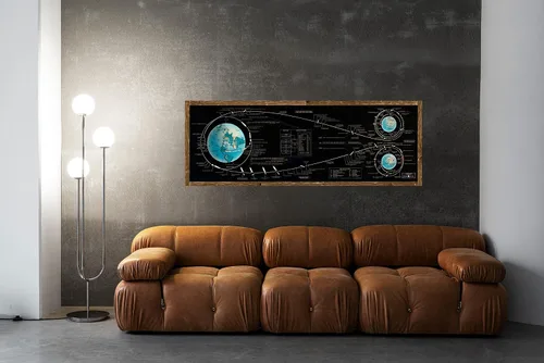 Miniatura 4 de Póster del plan de vuelo del Apolo 11 – Póster espacial de carta de aterrizaje lunar – Arte de pared grande para espacio exterior / decoración