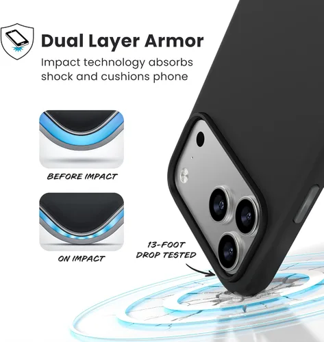 Miniatura 8 de Speck PRESIDIO2 PRO - Funda para iPhone 17, compatible con MagSafe, funda protectora delgada, color negro/gris pizarra/blanco
