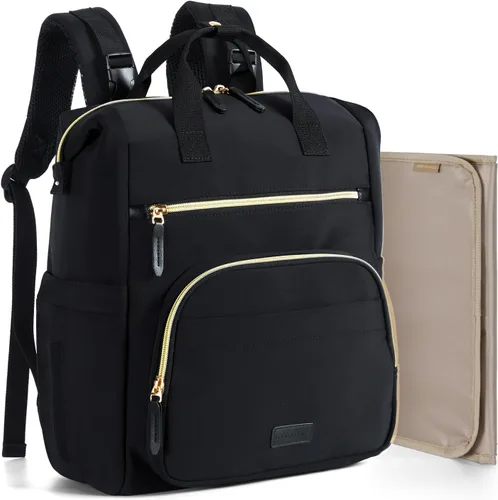 mommore Mochila de neopreno para pañales de bebé, pequeña y ligera, resistente al agua, para niños y niñas, recién nacidos, con cambiador, correas