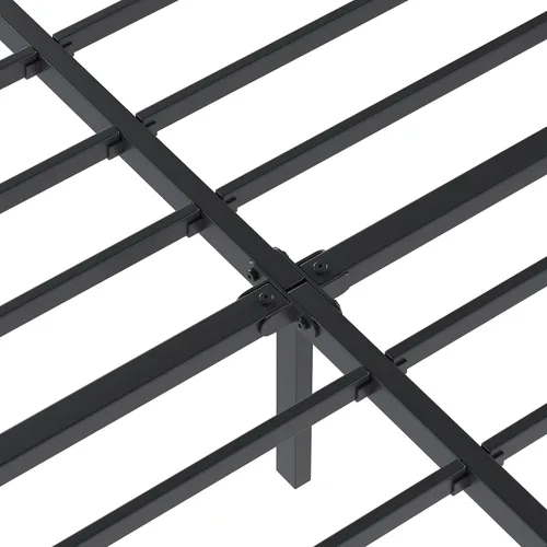 Miniatura 7 de ZIYOO Base de cama de metal de tamaño matrimonial con cabecera de madera maciza, plataforma de cama de estilo rústico, soporte de listones de acero