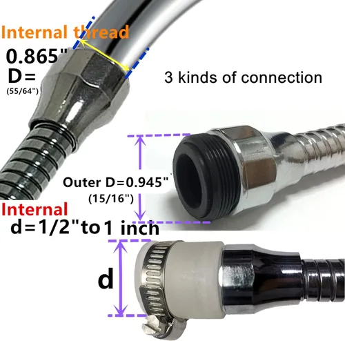 Miniatura 6 de Accesorio Flexible de Rociador de Grifo 360° Extensión de Aireador de Fregadero de Cocina ABS Cromo Pulido para Agua Fría y Caliente (Plata)