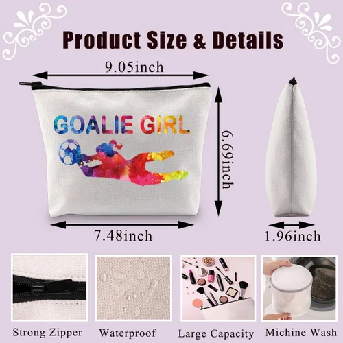 Miniatura 2 de BDPWSS Bolsa de maquillaje de portero para niña, bolsa de portero de fútbol, portero, defensor, bolsa de viaje, regalo de portero de fútbol, Chica