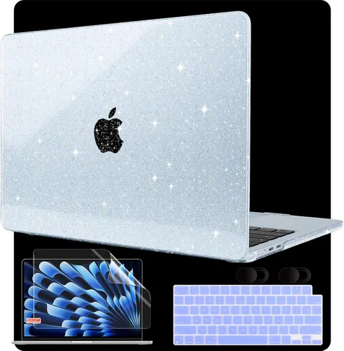 Miniatura 13 de MEEgoodo Funda con purpurina para MacBook Air de 13 pulgadas 2026 2025 2024 2022, compatible con los modelos A3449 (M5)/A3240 (M4)/A3113 (M3)/A2681
