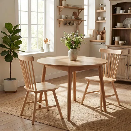 Miniatura 15 de Juego de 4 sillas de comedor Windsor, sillas de cocina de estilo granja con respaldo de vástago, sillas laterales de madera maciza sin brazos