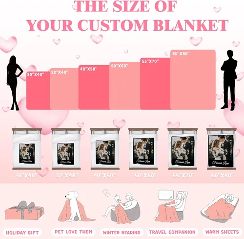 Miniatura 7 de Mantas personalizadas con fotos, regalos personalizados para parejas para esposa, marido, novia, novio, manta con imagen personalizada "I Love You