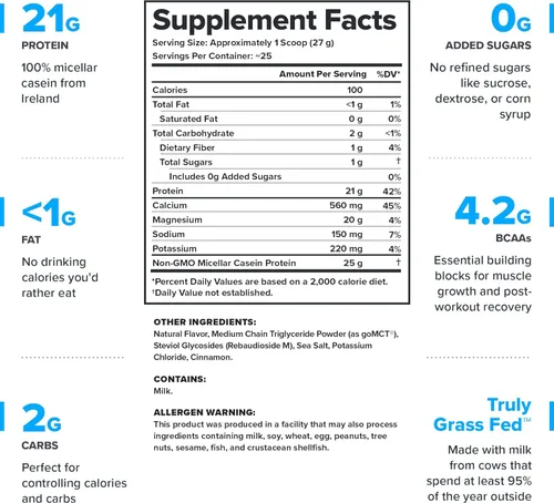Miniatura 2 de LEGION Casein+ Proteína de Caseína en Polvo (Cereales de Canela) - Proteína Micelar de Liberación Lenta - Polvo No-GMO, Sin Gluten y Endulzado
