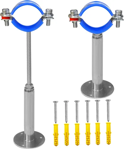 Miniatura 10 de Soportes de tubería de montaje en techo para montaje en pared, abrazaderas de tubo ajustables, perchas, acero inoxidable 304, 2 piezas adecuadas