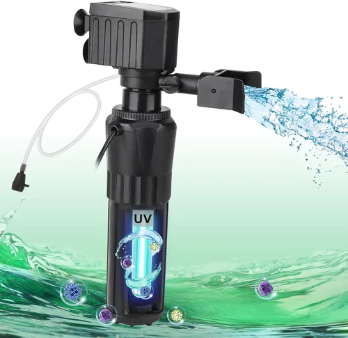 hygger Filtro de acuario U-V para tanque de 20-60 galones, filtro interno sumergible para tanque de peces para agua verde y limpieza de algas, bomba