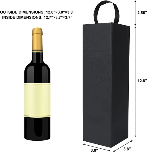 Miniatura 2 de RYDDOY Caja de regalo de vino, 12.8 x 3.7 x 3.7 pulgadas, cajas de botellas de vino negro con asa para licor y champán, cierre magnético, caja