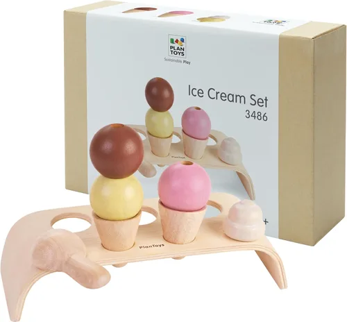Miniatura 13 de PlanToys Juego de alimentos para fiesta de cumpleaños de dos caras (3488) Hecho de forma sostenible de madera de goma y pinturas y tintes no Juego