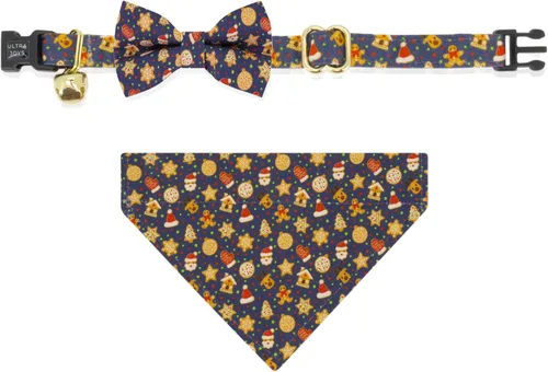 Miniatura 12 de Ultra Joys Collar de gato con campanas - Separable para gatitos y gatos - Estampado a cuadros naranja pequeño Solo cuello a cuadros