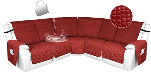 Miniatura 96 de HDCAXKJ Fundas de sofá seccional reclinable 100% impermeable, forma de L, funda de sofá reclinable lavable acolchada suave para mascotas, perro