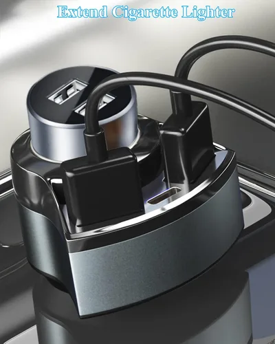 Miniatura 9 de [4 en 1 y QC3.0] Adaptador divisor de encendedor de cigarrillos, adaptador de cargador USB para automóvil multipuerto, adaptador de coche de 12 V-24