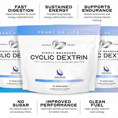 Miniatura 4 de Muscle Feast Polvo de dextrina cíclica altamente ramificada, suplemento en polvo de carbohidratos, pre-entrenamiento, entrenamiento intra