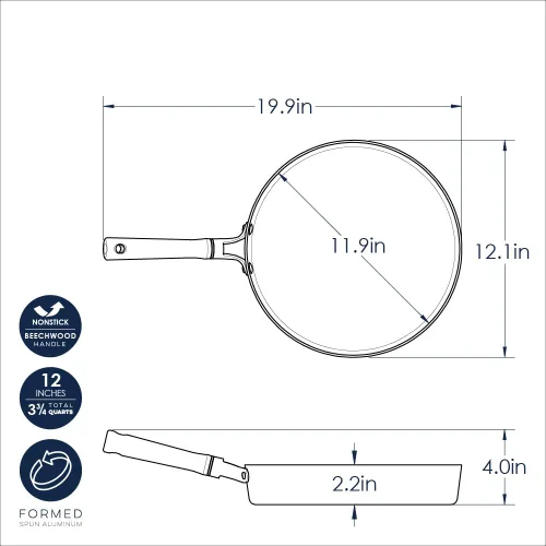 Miniatura 5 de Nordic Ware Sartén para Freír Antiadherente de Cerámica Cardamomo de 12 Pulgadas