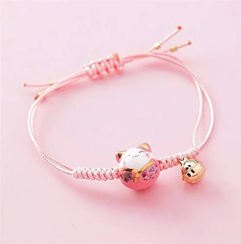 Miniatura 6 de Feng Shui Lucky Ceramics Cat Maneki Neko Fortune Pulsera de buena suerte riqueza pulseras de cuentas ajustable riqueza salud fortuna rico símbolo