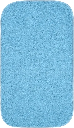 Garland Rug Gramercy - Alfombra de baño rectangular lavable de polipropileno de felpa de 20 x 34 pulgadas, color azul lavabo, suave, absorbente y