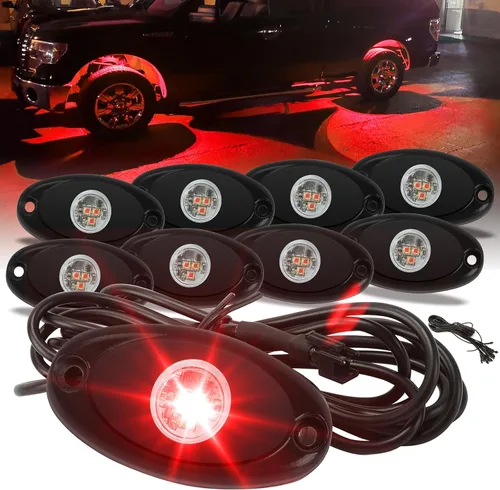 Miniatura 8 de SUNPIE 8 cápsulas de luces de roca de conexión rápida azul, cables de extensión de 4M para cada luz, 3 chips de alta potencia, almohadillas
