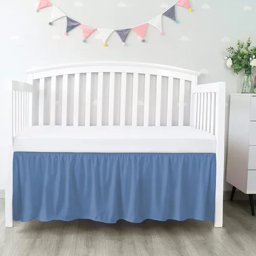 Miniatura 20 de 100% algodón egipcio, cuna de guardería infantil (24 x 38 + 10 pulgadas), falda de cuna de 800 hilos con volantes para polvo, faldas de ropa de cama