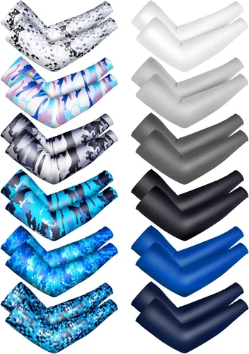 Miniatura 12 de 12 pares de mangas de brazo deportivos para niños, mangas de brazo para baloncesto y béisbol, con protección UV, protección solar, refrigeración