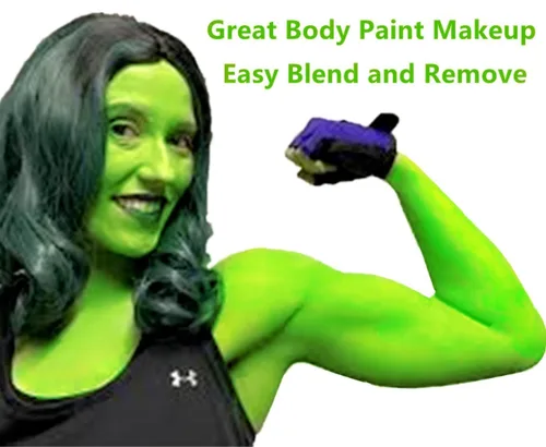 Miniatura 5 de Go Ho Barra de pintura facial verde claro, accesorios verdes, pintura corporal crema a base de agua, lavable, altamente pigmentada, suave y segura