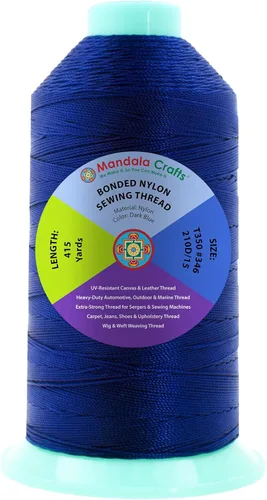 Miniatura 314 de Mandala Crafts - Hilo de nailon para coser cuero, tapicería, mezclilla y para trenzar el pelo; resistente, 1500 yardas, tamaño 69 T70 Marrón