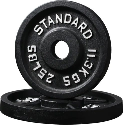 Miniatura 20 de Signature Fitness Olympic - Placa de pesas de hierro fundido de 2 pulgadas para entrenamiento de fuerza y levantamiento de pesas, varios tamaños