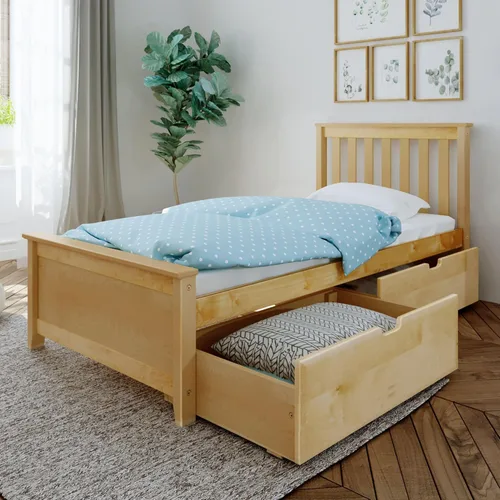 Miniatura 30 de Max & Lily - Cama individual, base de cama con cabecero para niños, listones, color blanco.