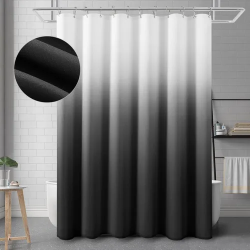 Miniatura 23 de Cortina de ducha para compartimento pequeño negra para hombres, 36 pulgadas de ancho, juego de cortinas de baño gris, cortinas geométricas estrechas