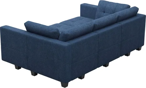 Miniatura 9 de Belffin Sofá Seccional Modular con Almacenamiento Sofá Cama Seccional Modular para Sala de Estar Azul