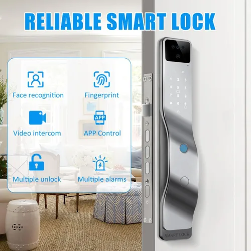 Miniatura 2 de Sophies Cerradura de puerta inteligente con cámara, cerraduras inteligentes Wi-Fi totalmente automáticas con reconocimiento facial 3D biométrico