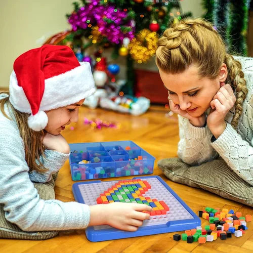 Miniatura 2 de ZOZOPLAY Rompecabezas de mosaico para niños, 490 bloques de construcción, kit educativo con 6 dibujos de montaje, juguetes STEM para niños de más