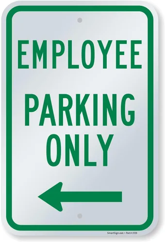 Miniatura 18 de SmartSign Letrero de metal "Employee Parking Only" de 18 x 12 pulgadas con flecha derecha, aluminio laminado inoxidable de 63 mil, verde y blanco