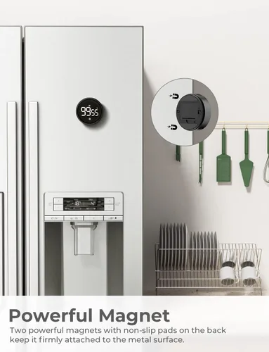 Miniatura 5 de LIORQUE Temporizador digital de cocina, temporizador de cuenta regresiva magnética con pantalla LED grande, 2 niveles de brillo, 3 niveles
