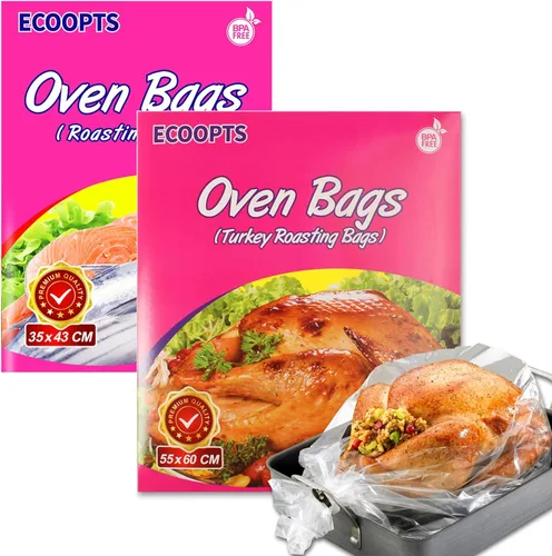 Miniatura 8 de ECOOPTS Bolsas para horno de pavo, bolsas de horno de gran tamaño para cocinar al horno, pollo, carne, jamón, mariscos, verduras, 10 bolsas