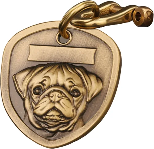 Miniatura 29 de Etiquetas de identificación para mascotas de cobre puro, etiquetas de nombre de perro personalizadas en relieve 3D con letras personalizadas