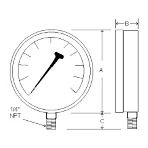 Miniatura 2 de PIC Gauges CONTRACTOR-4LE Contractor Series - Manómetro seco no rellenable de montaje inferior con estuche SS, internos de latón, lente de plástico