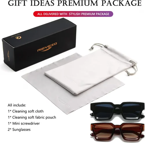 Miniatura 156 de AIEYEZO Gafas de sol cuadradas para mujeres y hombres, gafas de sol cuadradas con montura gruesa, estilo de diseñador simple