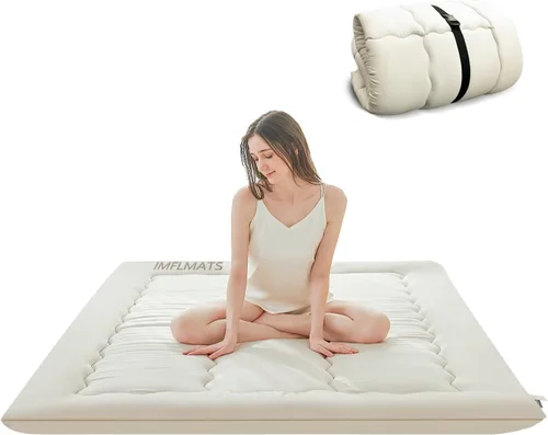 Colchón de Suelo Japonés Colchón Futón, Almohadilla de Dormir Tatami Plegable de 3" para Adultos y Niños, 100% Espuma de Alta Densidad Colchón