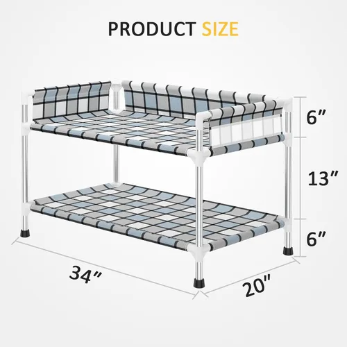 Miniatura 6 de Litera para Perros con Ventana de Cabecera - Cama Doble Elevada para Perros con Barandilla de 2 Capas Percha de Ventana Catre para Perros de 2
