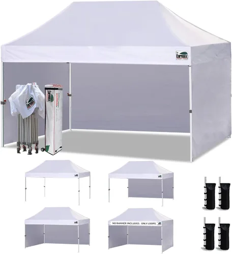 Miniatura 108 de Eurmax Tienda de campaña desplegable de 8 x 8 de Estados Unidos, con bolsa rodante patentada sin puntas, 4 paredes extraíbles con cremallera, toldo