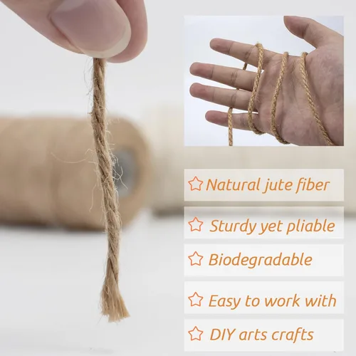 Miniatura 3 de JeogYong - Cuerda de yute de 3 mm, 99,9 m, cuerda natural gruesa para jardín, ideal para manualidades, exterior, jardinería, envoltorios de regalo