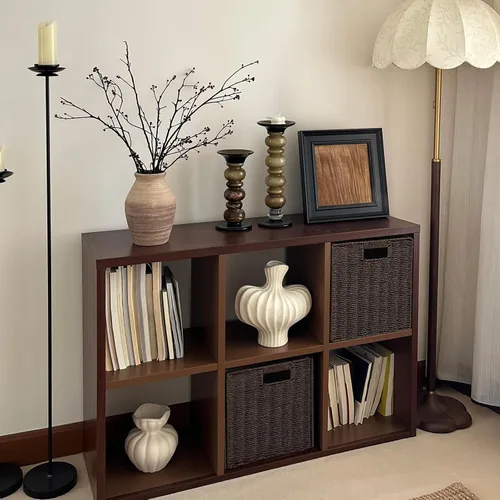 Miniatura 15 de IRONMIX Organizador de almacenamiento de 5 cubos de metal, estantería corta negra, soporte de TV para televisores de hasta 40 pulgadas, centro